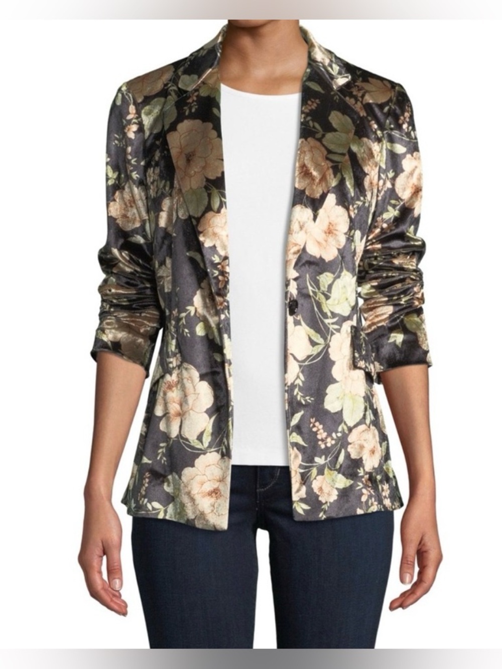 Anatomie primrose floral velvet blazer Medium spring fall button Medium